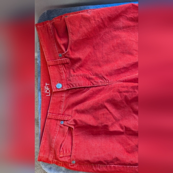 Ann Taylor Loft Size 30/10 Curvy Boot Bright Orange Corduroy Stretch Pants - Picture 3 of 11